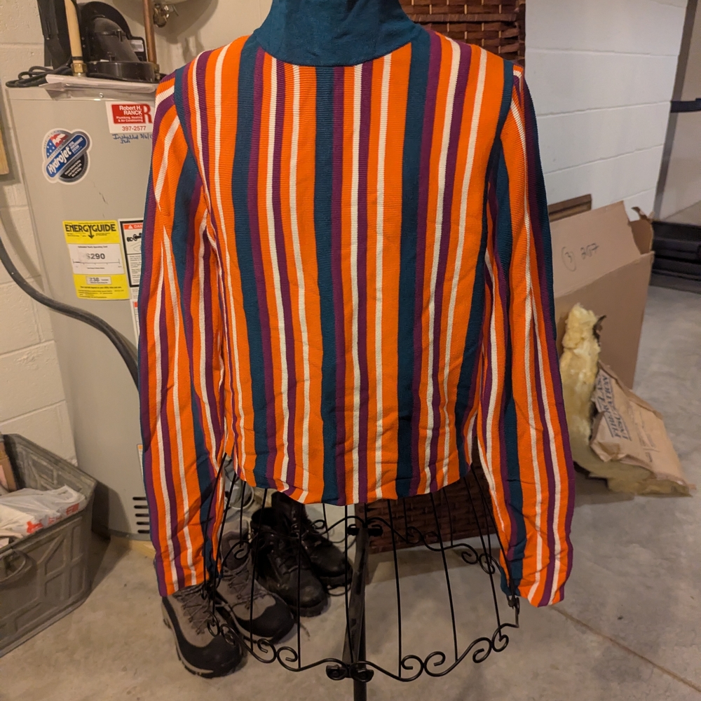 Victor Glemaud Striped Turtleneck Jacket — Orange, Teal, Purple, White